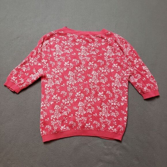 Gemma + Jane Floral Jacquard Elbow Sleeve Cardigan Sweater - Size Medium - Picture 2 of 9